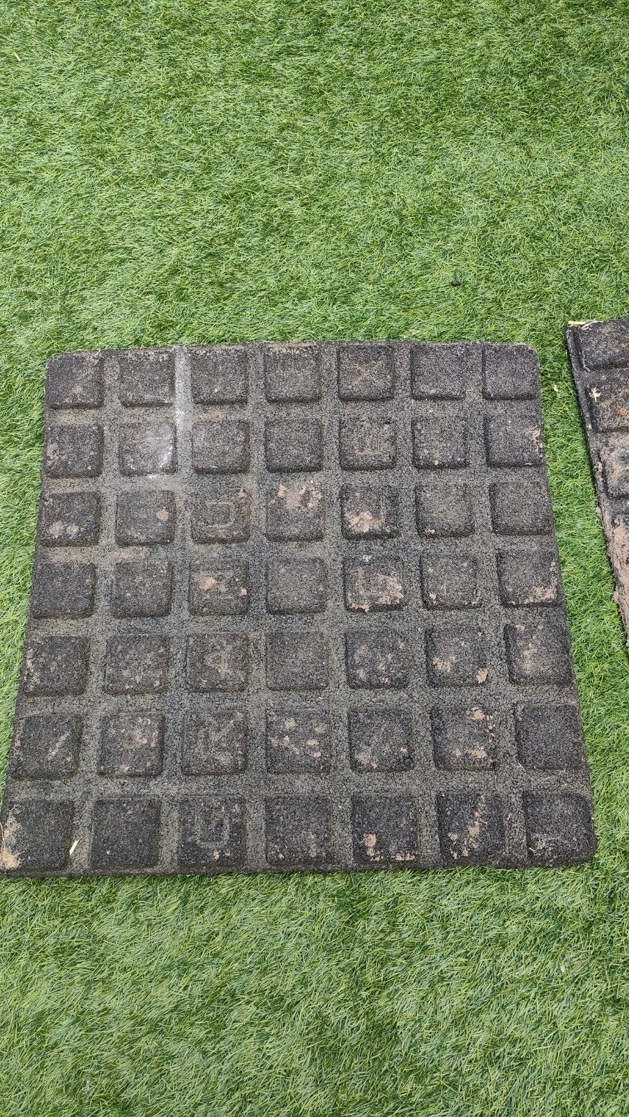 Rubber tegels 60x60 - Bijv. voor speelplaatsen, Tuin en Terras, Tegels en Klinkers, Ophalen, Gebruikt, Rubber, Overige typen