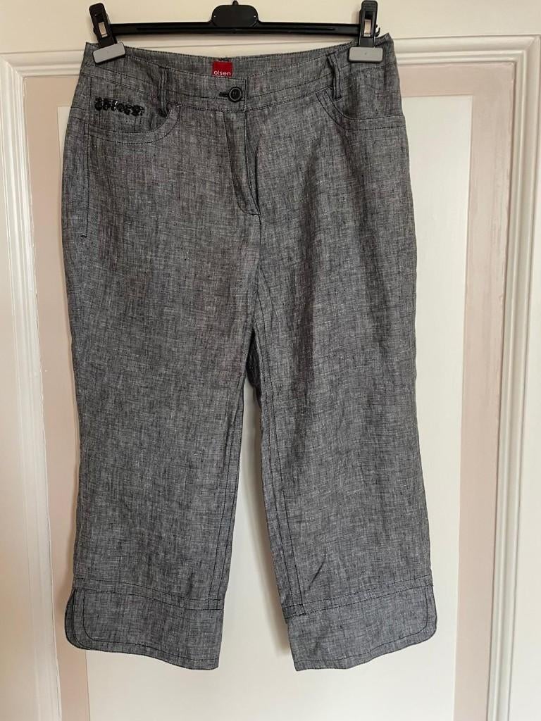 nieuwe grijze capri maat 38, Olsen, 100 % linnen, Maat 38/40 (M), Olsen, Nieuw, Ophalen of Verzenden