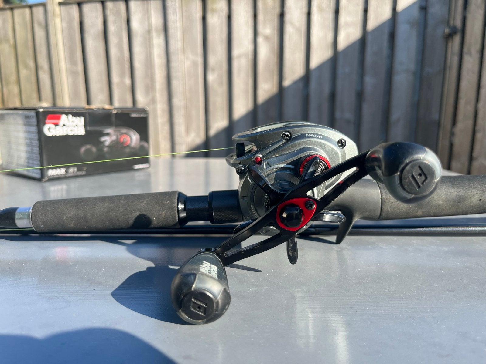 Abu Garcia Max 41 reel met Spro SP1 hengel en Westin lijn, Watersport en Boten, Hengelsport | Algemeen, Ophalen of Verzenden, Zo goed als nieuw