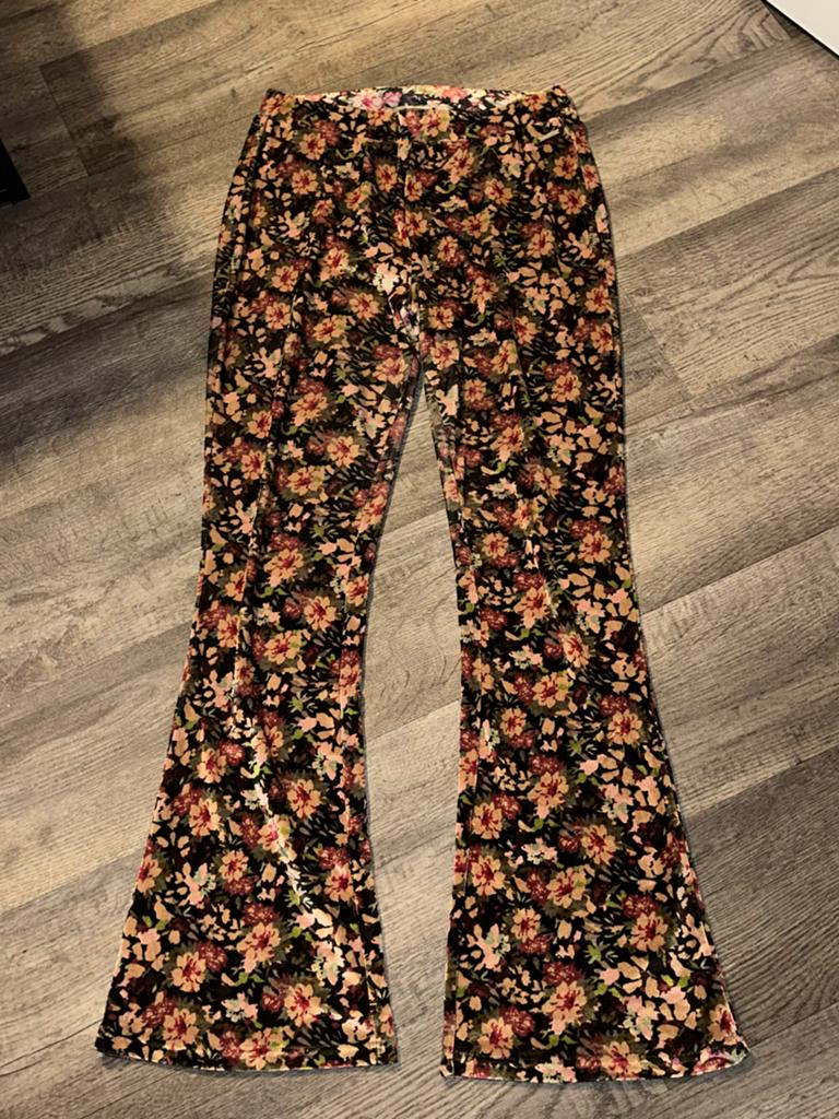 Colourful Rebel flared pants flower velvet, maat XL, Zwart, Maat 46/48 (XL) of groter, Ophalen of Verzenden, Zo goed als nieuw