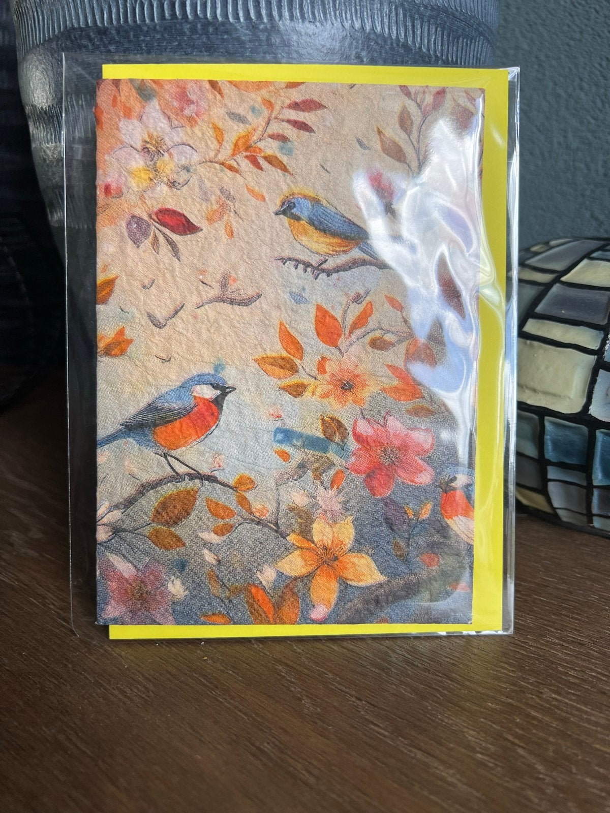 Wenskaart vogels en bloemen, Ophalen of Verzenden, Nieuw