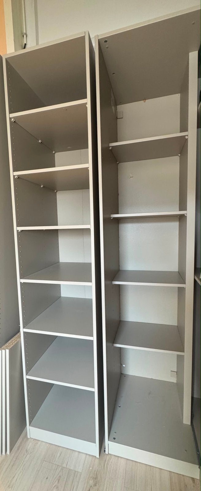 2x Grijsbeige Pax kasten 236cm hoog, Ophalen, Met plank(en), 200 cm of meer, 50 tot 100 cm