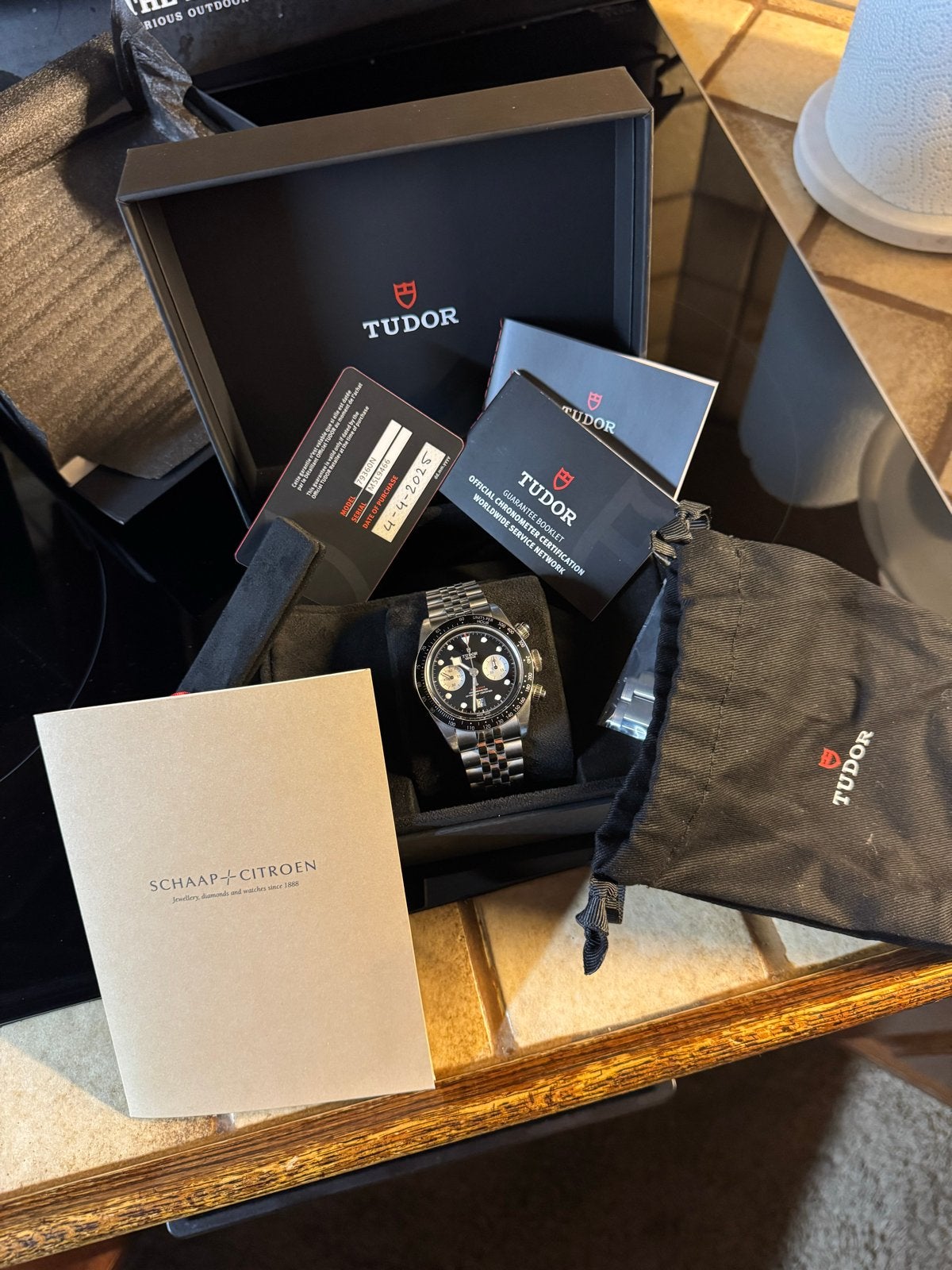 Tudor Black Bay Chrono met Jubilee band, Overige merken, Staal, Polshorloge, Ophalen of Verzenden