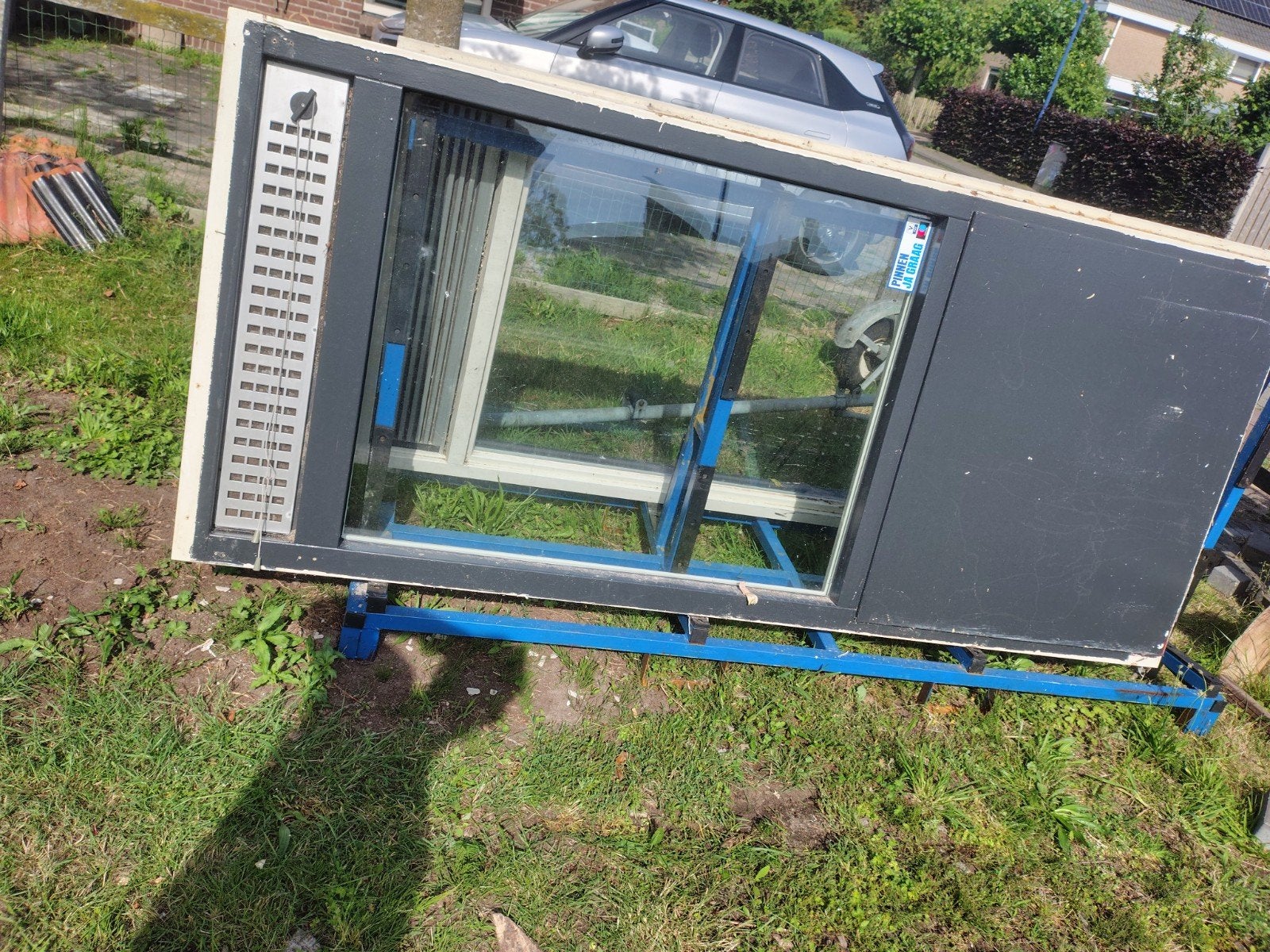 2x Hardhouten raamkozijn met dubbel glas, Ophalen, Gevelraam of Ruit, 120 tot 160 cm, Zo goed als nieuw