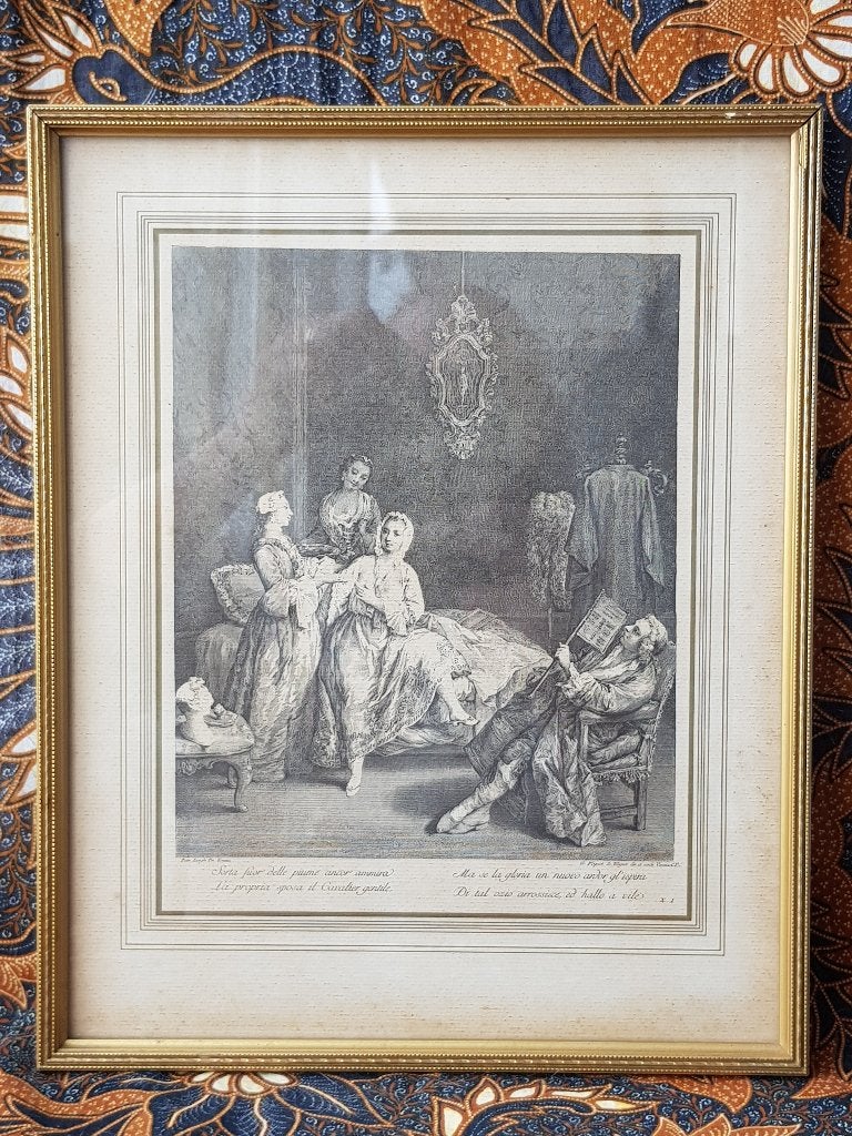 Mooie originele antieke ingelijste gravure uit Frankrijk.