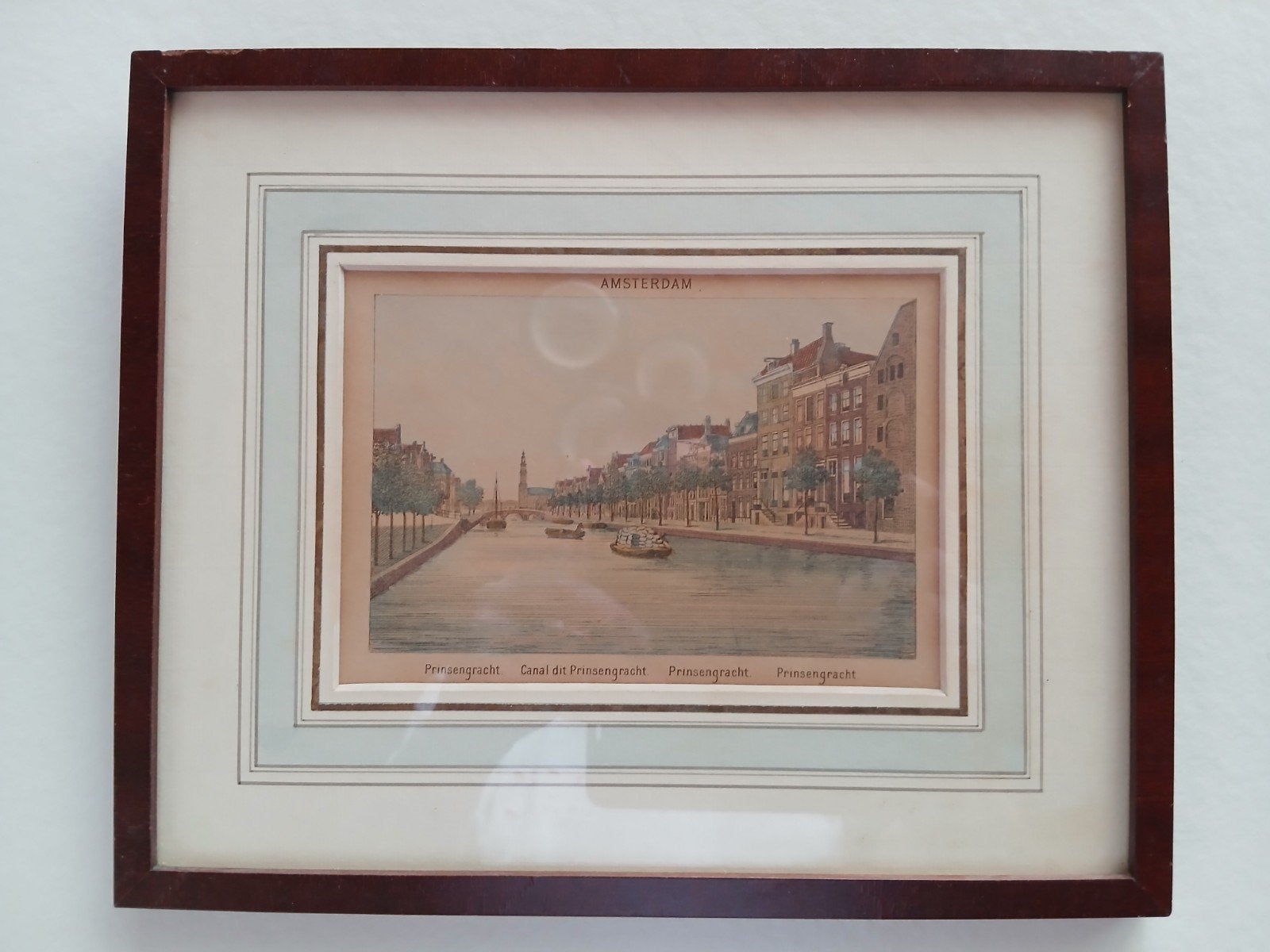 Houtgravure van Roelofsz Prinsengracht Amsterdam 1870, Antiek en Kunst, Ophalen of Verzenden