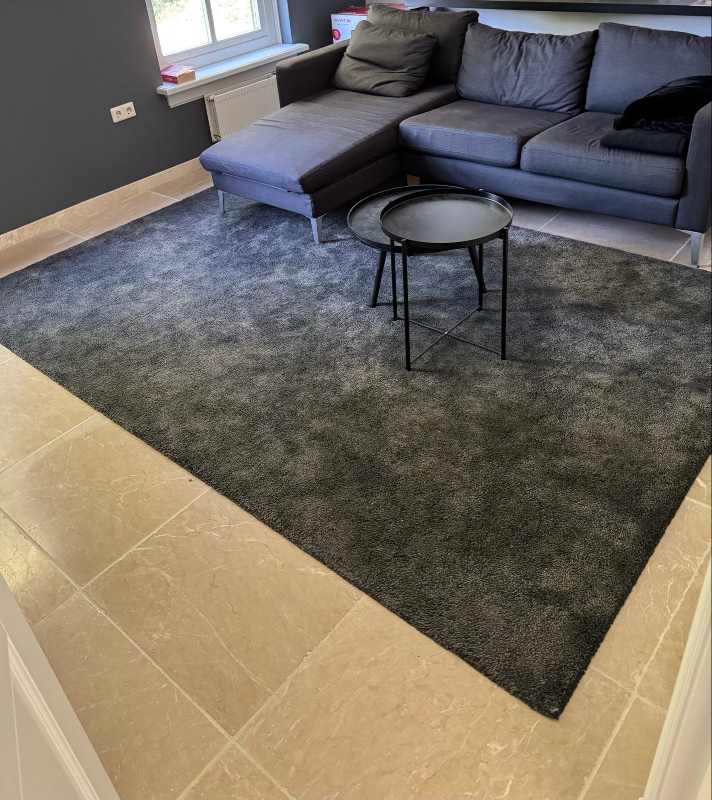 Zwart laagpolig kleed - 300x200cm, Huis en Inrichting, Ophalen, Gebruikt, Zwart, 200 cm of meer