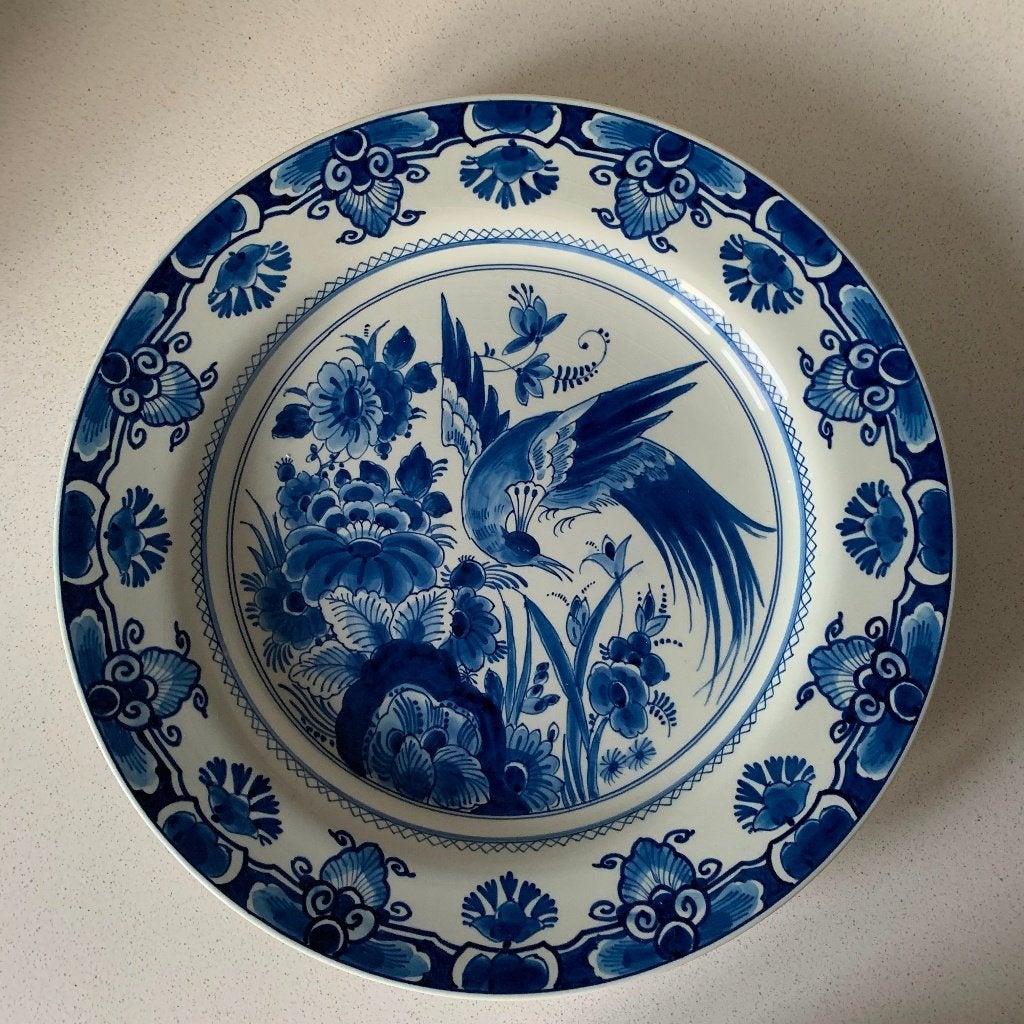 Delfts Blauw wandbord  (vogel) van De Porceleyne Fles (1977), Antiek en Kunst, Ophalen