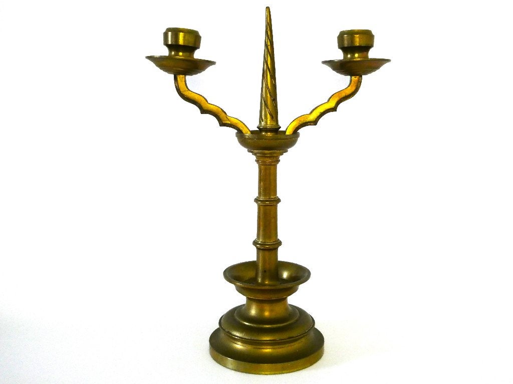 Driekoningen kandelaar knoop kandelaar 2 armig en kaarsenpin, Ophalen of Verzenden, Koper of Brons
