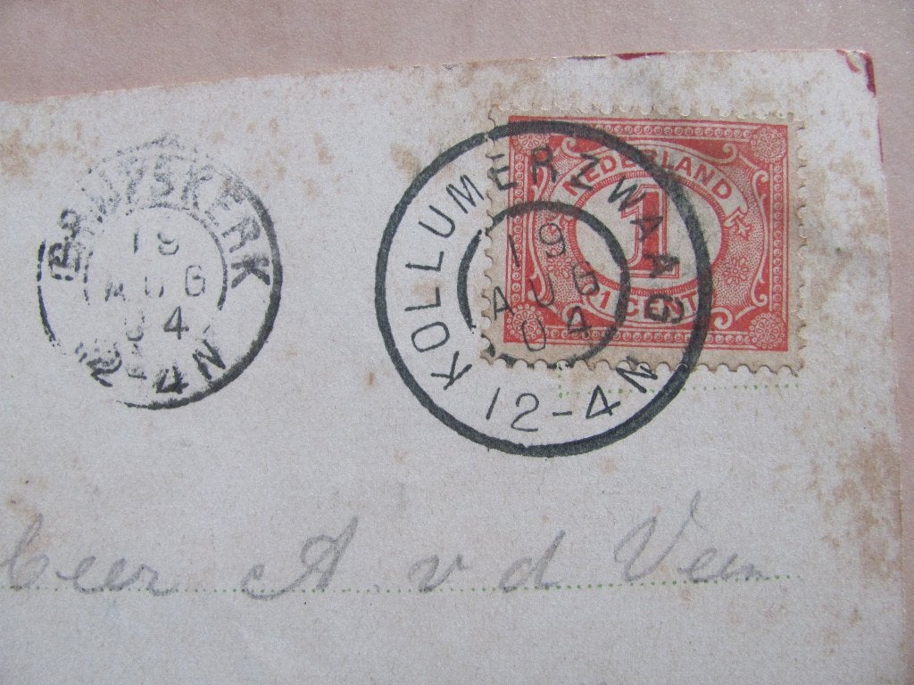 Kollumerzwaag 1904 en kleinrondstempel Grijpskerk, Ophalen of Verzenden