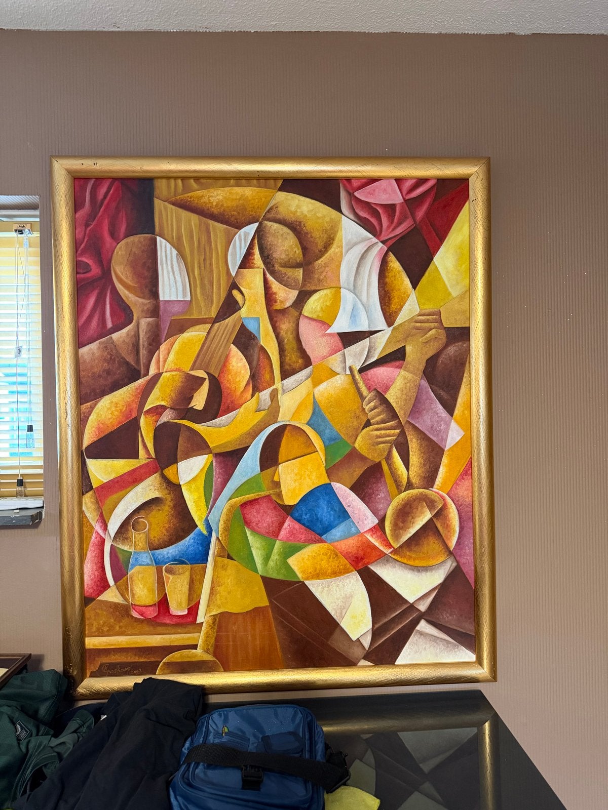 Abstract kubistisch schilderij - Muzikanten Kenneth Graskamp, Ophalen