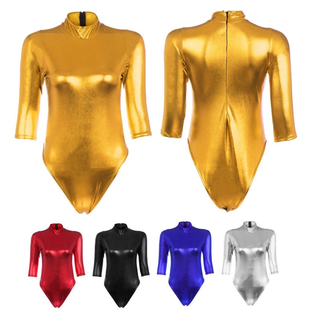 Dames metallic jumpsuit (sexy catsuit wetlook vrouwen pvc), Verzenden, Nieuw, Overige thema's, Kleding
