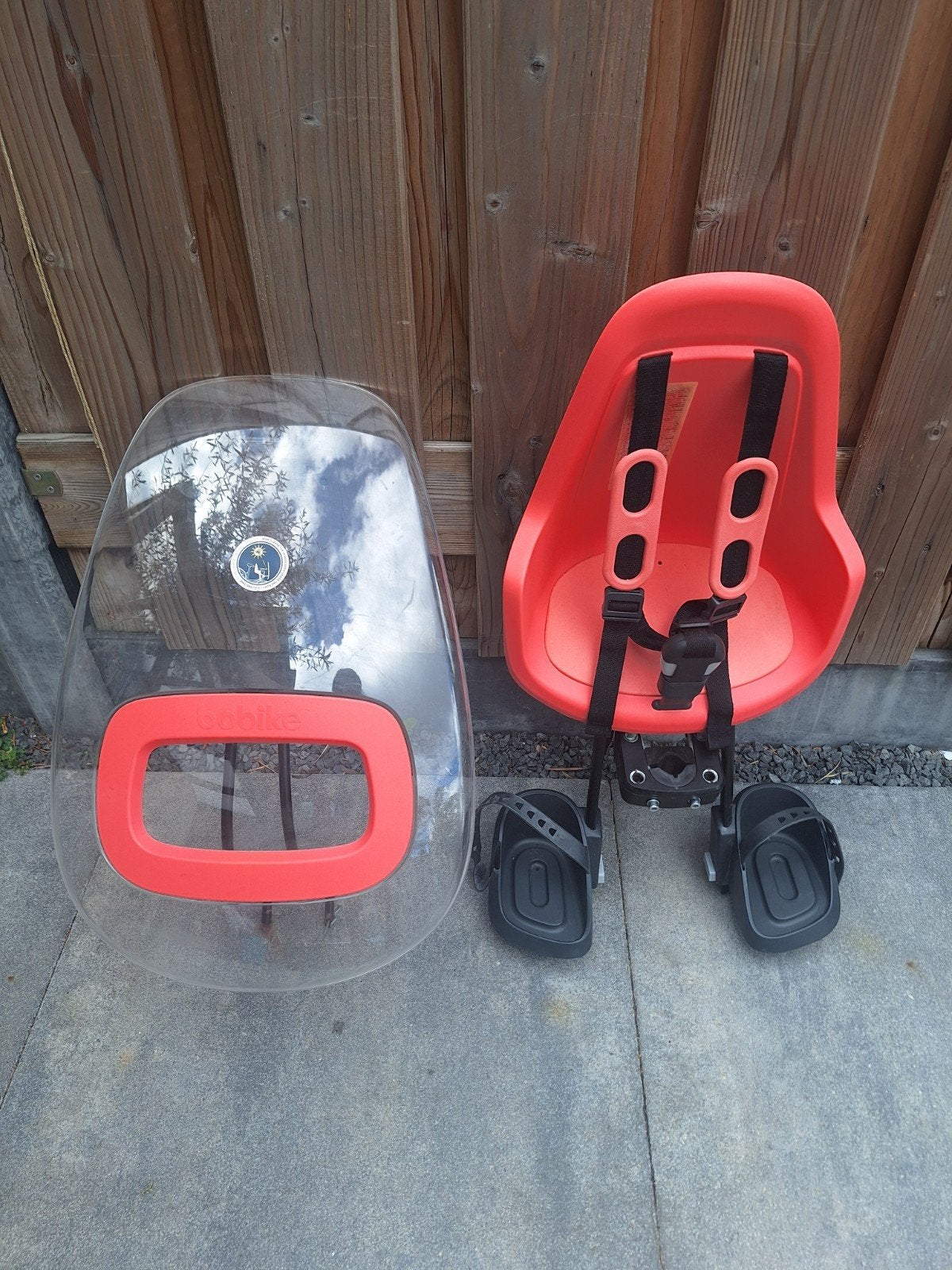 Bobike Exclusive Mini Fietszitje Voorzitje met Windscherm, Ophalen, Voetsteuntjes, Voorzitje, Zo goed als nieuw