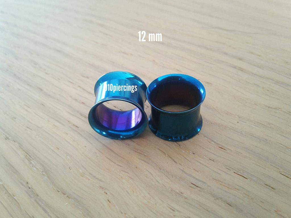 Nieuwe tunnels, pluggen. Staal. Blauw. 5, 6, 8, 10, 12, 14 m, Ophalen of Verzenden, Zo goed als nieuw, Staal, Oor- of Traguspiercing