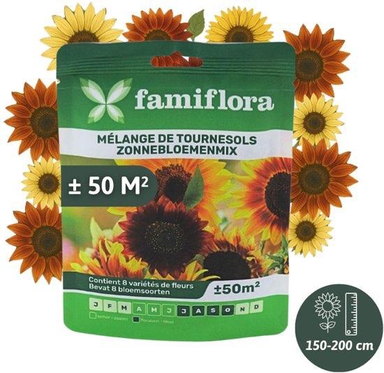 Famiflora - bloemenzaden - zonnebloemenmix - voor 50m², Verzenden, Volle zon, Zaad