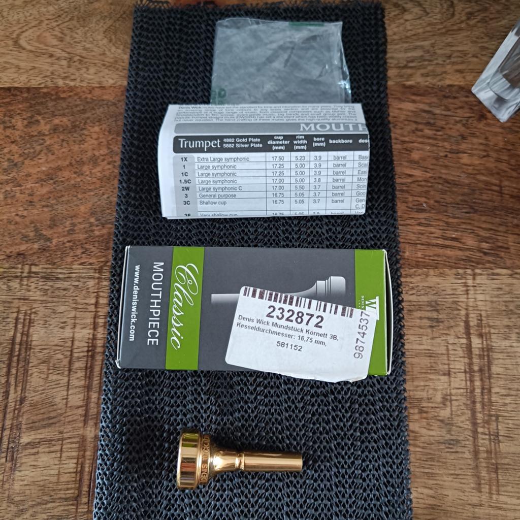 Nwe Denis Wick Classic gold 3b tbv Cornet 119€ bij Thomann, Ophalen of Verzenden