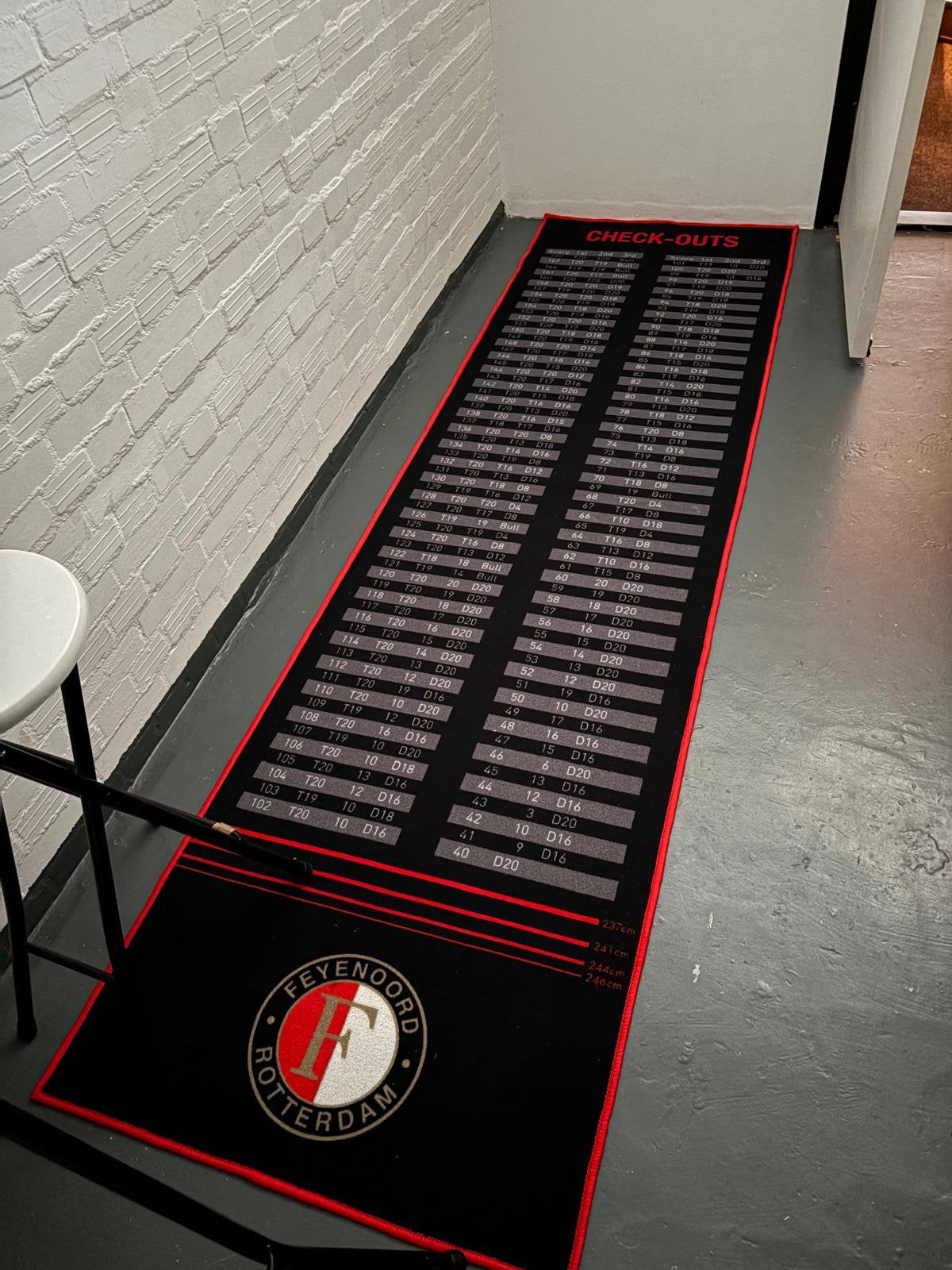 Feyenoord dartmat, Ophalen, 90 cm, Eenpersoons, Zwart