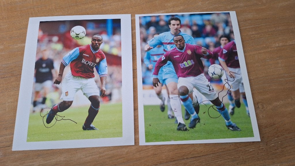 Foto 20x25cm met handtekening; Darius Vassell # Aston Villa, Ophalen of Verzenden, Nieuw, Buitenlandse clubs, Overige typen