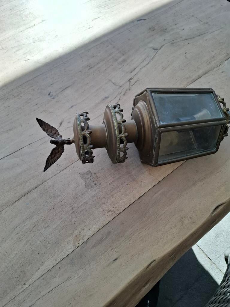 Oude koetsier lamp van koper., Antiek en Kunst, Ophalen of Verzenden