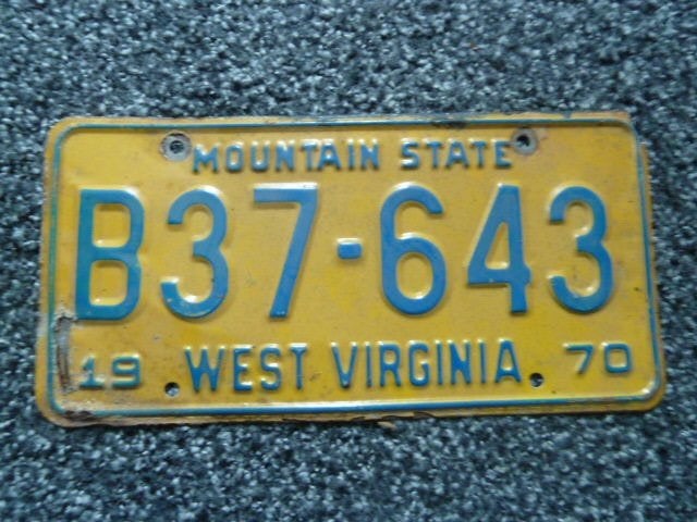 Kentekenplaat licenseplate West Virginia 1970 USA, Verzenden, Gebruikt, Auto's