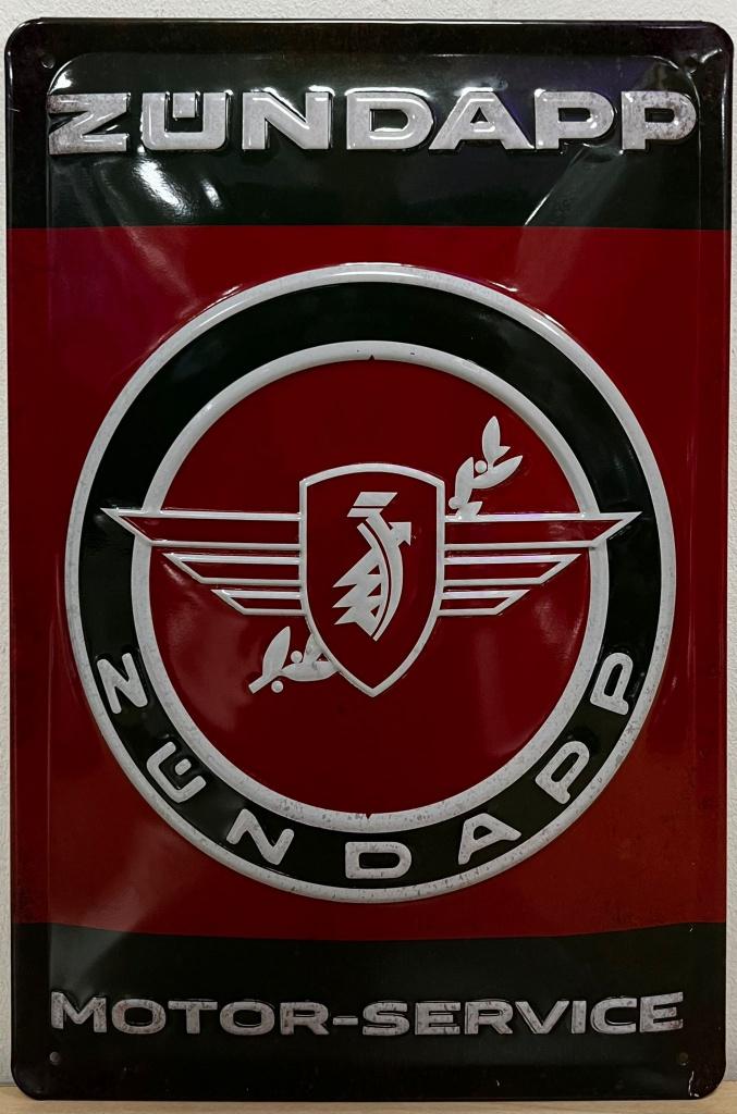 Zundapp Motor Service relief reclamebord van metaal wandbord, Ophalen of Verzenden, Nieuw, Auto's