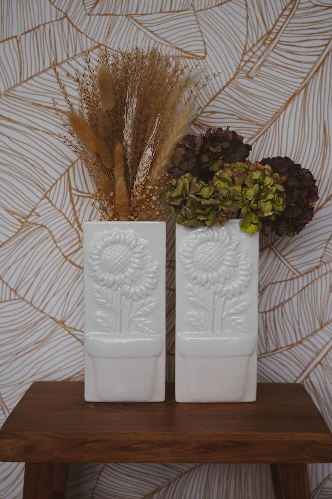 ZONNEBLOEM WANDVAASJES (SET VAN 2), Ophalen of Verzenden