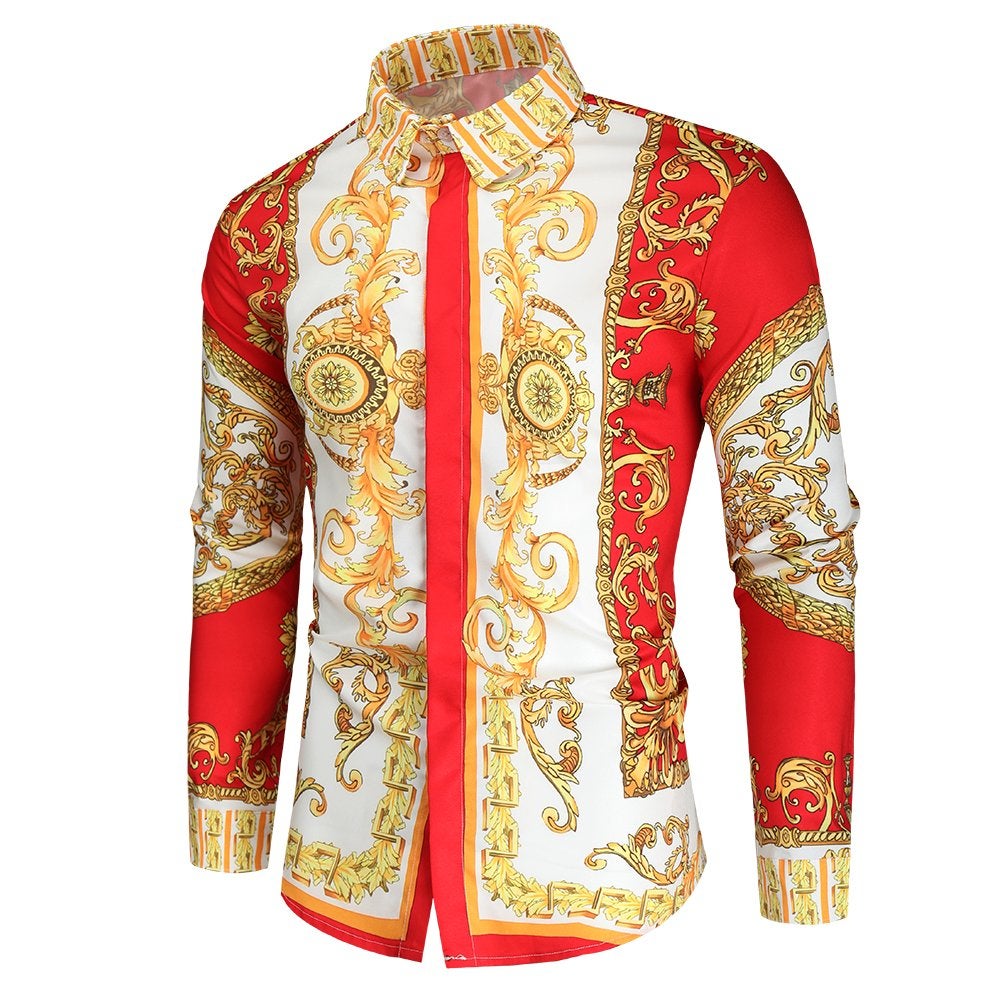 Heren barok overhemd 3 luxe gouden kamper shirt rood wit, Kleding | Heren, Verzenden, Nieuw, Meerkleurig, Overige halswijdtes