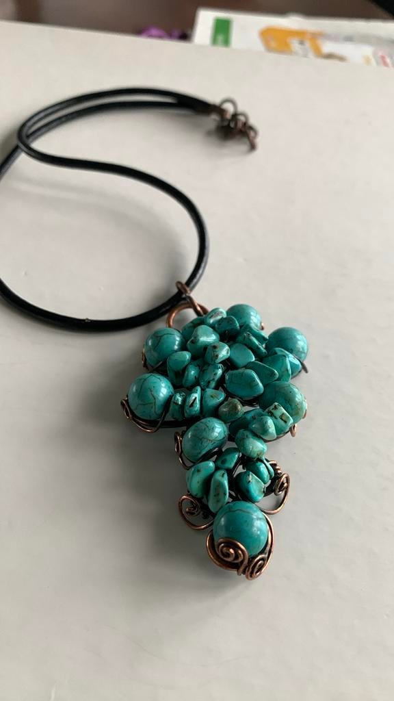 Collier met kralen, Sieraden, Tassen en Uiterlijk, Kettingen, Nieuw, Overige materialen, Blauw, Met hanger, Ophalen of Verzenden