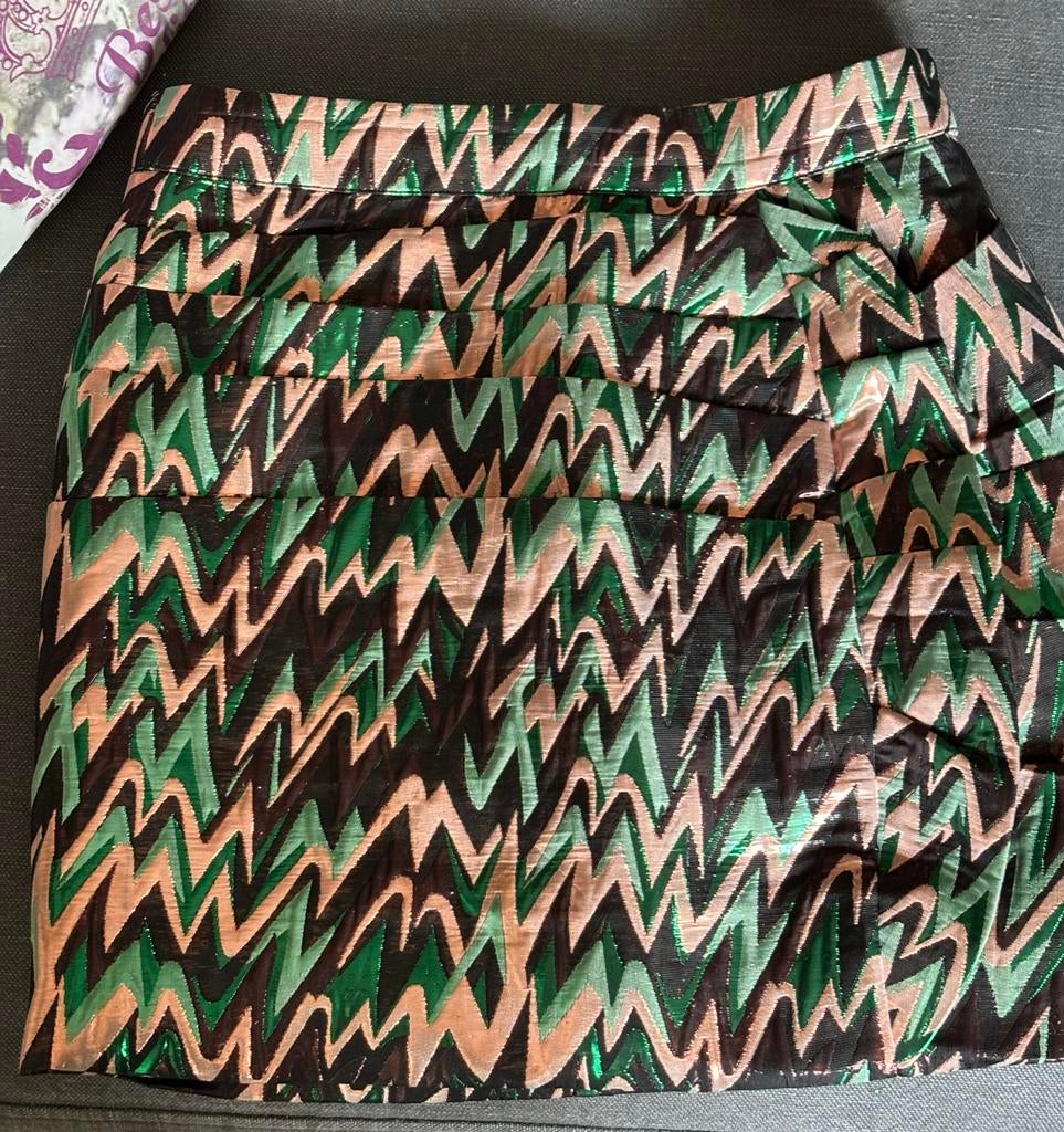 Nikkie Metallic Mini Rok - Zigzagpatroon Maat 36, Ophalen of Verzenden, Maat 36 (S), Gedragen, Boven de knie
