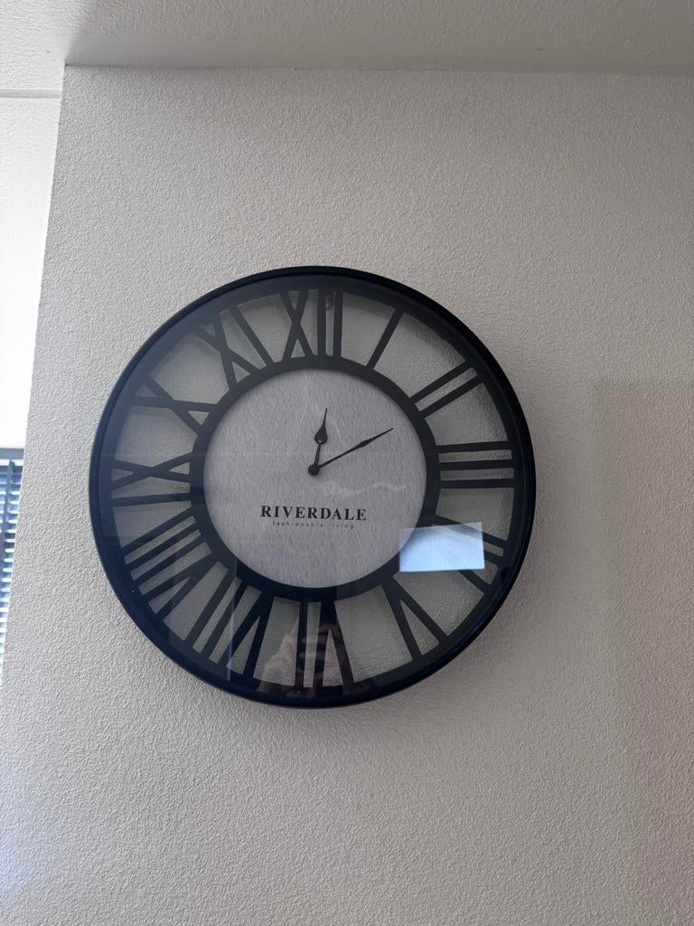 Wandklok Riverdale Derby Zwart 50 cm, Ophalen, Zo goed als nieuw, Wandklok