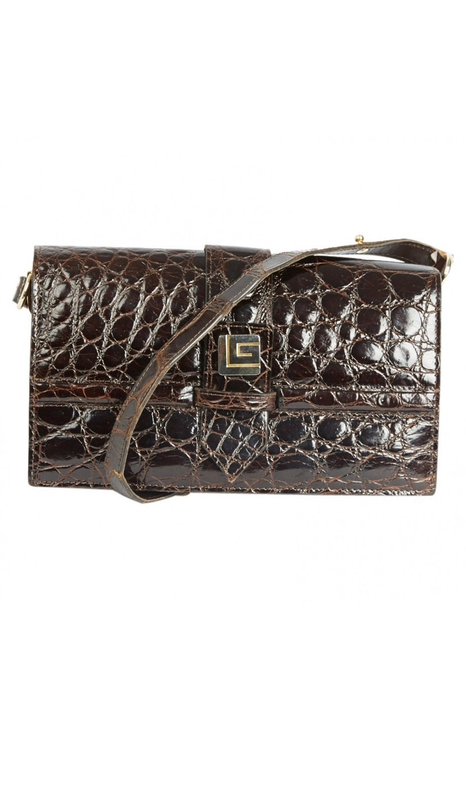 Guy Laroche vintage handtas schoudertas leer, Ophalen of Verzenden, Gebruikt, Bruin, Leer