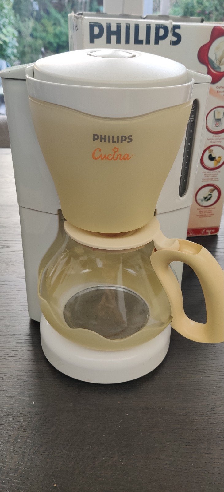 Philips Cucina Koffiezetapparaat - Wit/Geel, Gebruikt, 10 kopjes of meer, Koffiemachine, Gemalen koffie
