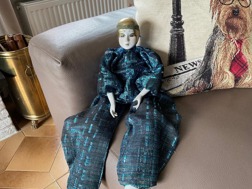 Vintage Harlekijn pop / Fijne Pierrot pop, Ophalen of Verzenden, Gebruikt, Pop