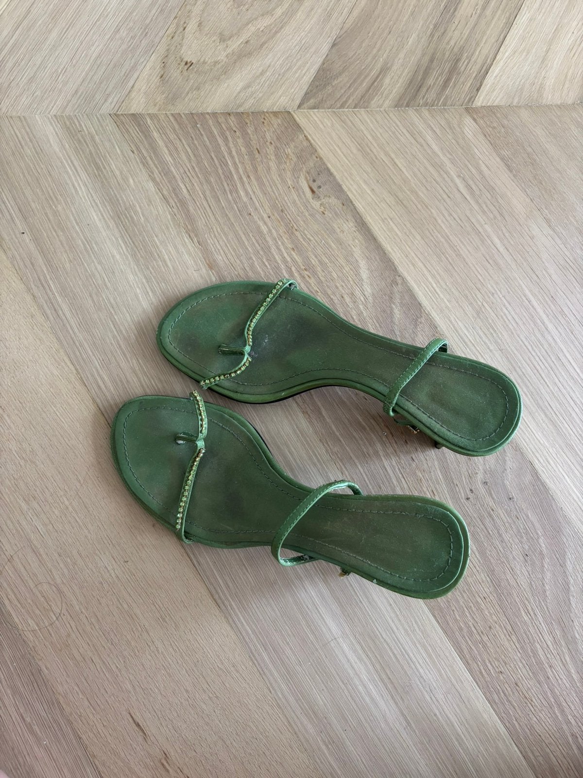 Nine West groene sandalen met strass – maat 38,5/39, Schoenen met lage hakken, Ophalen of Verzenden, Zo goed als nieuw, Groen