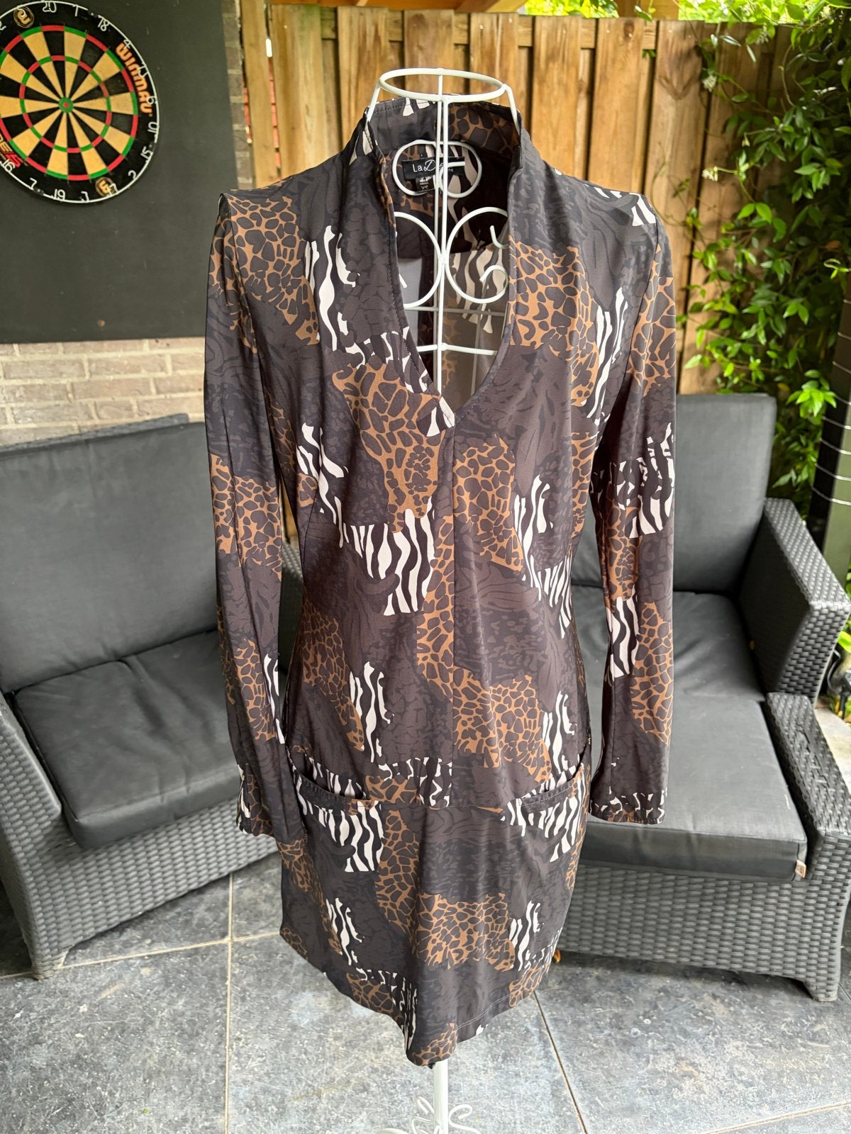 La Dress by Simone jurk met dierenprint, Bruin, Ophalen of Verzenden, Zo goed als nieuw, Maat 34 (XS) of kleiner