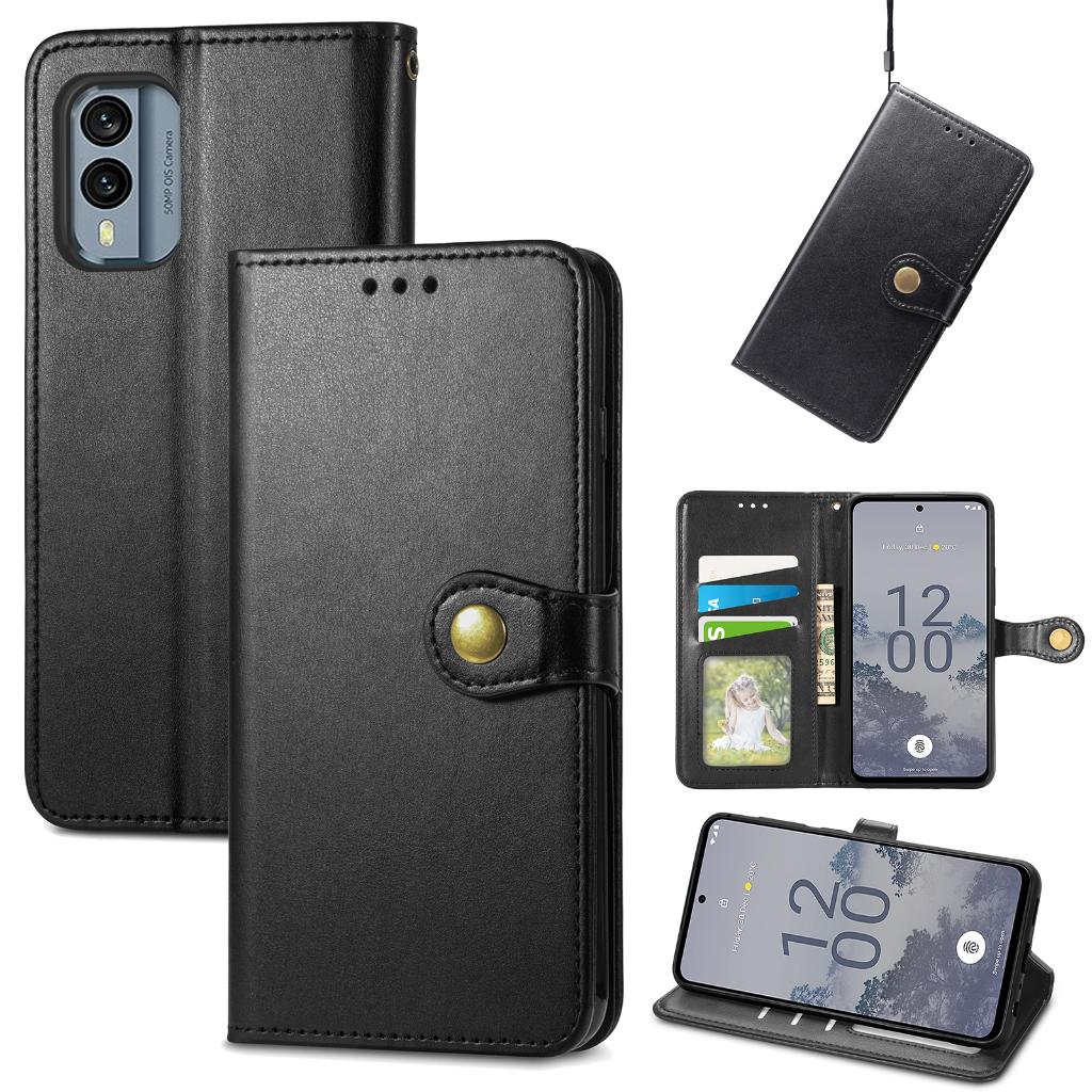 Luxe Wallet Case + Screenprotector voor Nokia X30 _ Zwart, Verzenden, Nieuw, Hoesje of Tasje