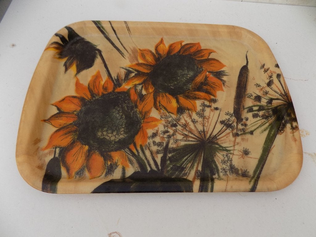 Vintage Dienblad jaren 70 kunststof retro, Kunststof, Gebruikt, Ophalen of Verzenden, Afgeronde hoeken