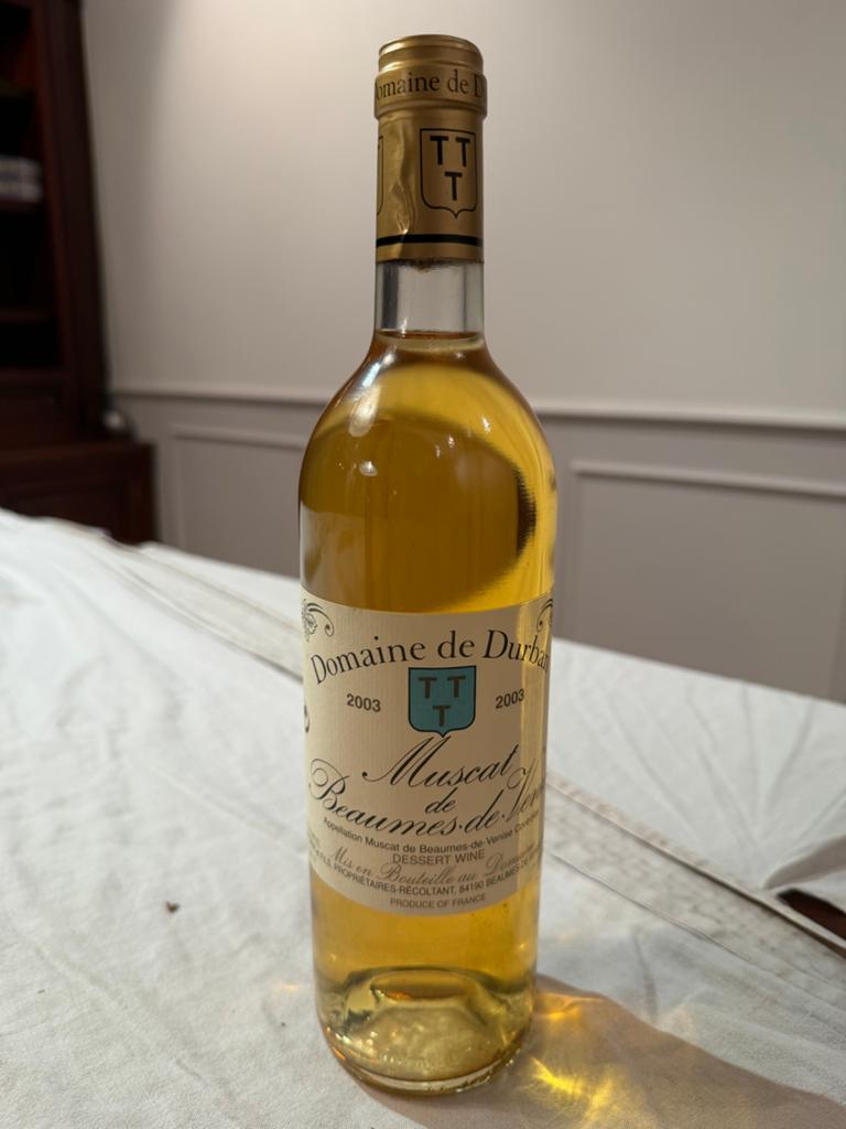 Domaine de Durban Muscat de Beaumes-de-Venise 2003, Ophalen of Verzenden, Zo goed als nieuw, Frankrijk, Witte wijn