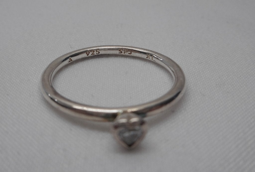 Zilveren stapelring met hart maat krap 17 nr.102, Verzenden, Dame, Zilver, Zilver