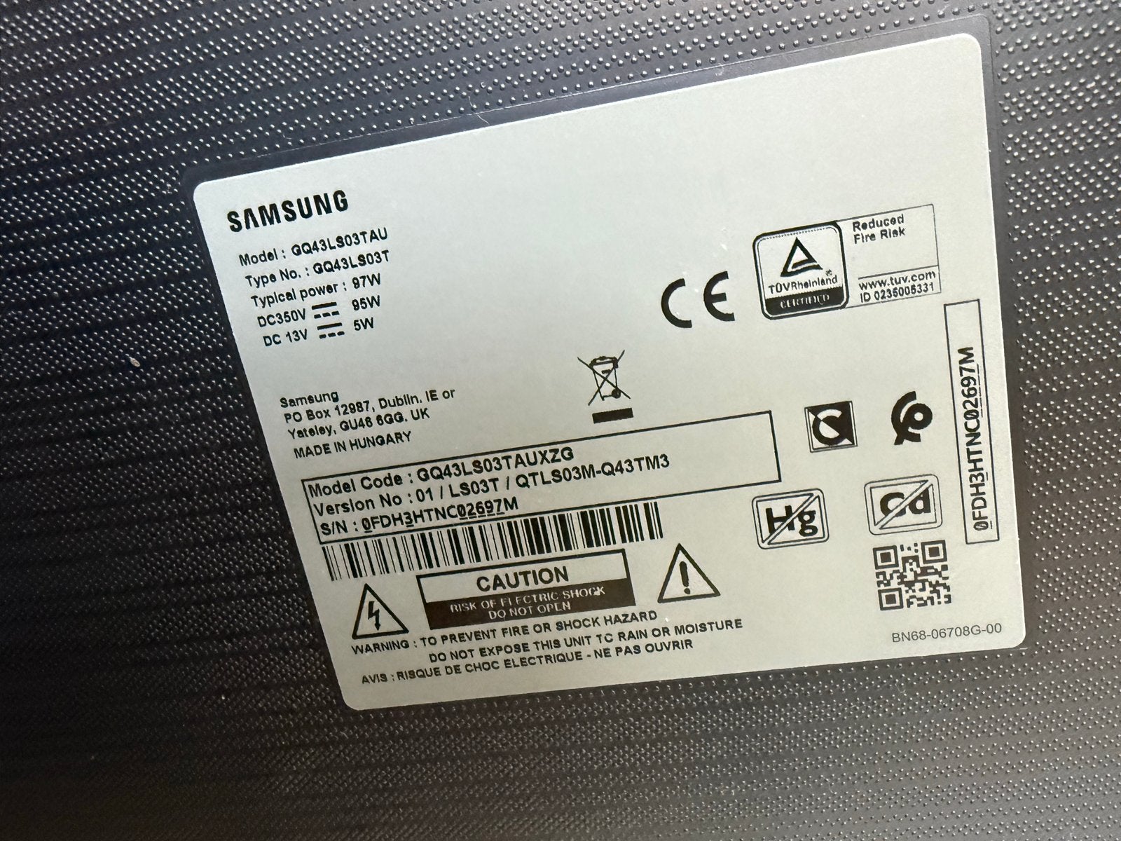 Samsung The Frame 43” walnoot - defect scherm, QLED, Verzenden, 50 Hz, Samsung