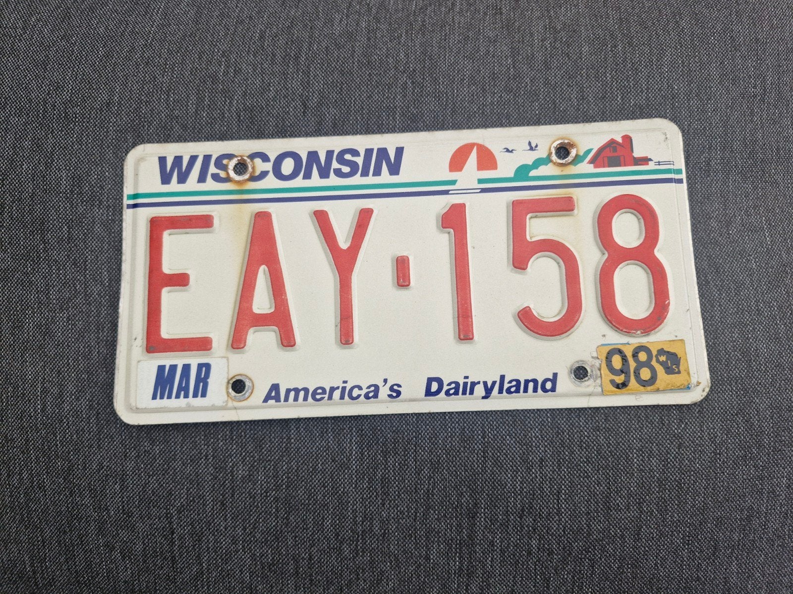 Kentekenplaat Wisconsin USA Nummerplaat nummerbord License, Verzenden, Gebruikt, Auto's