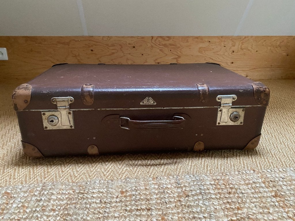 Koffer brocante oud bruin leer, Ophalen