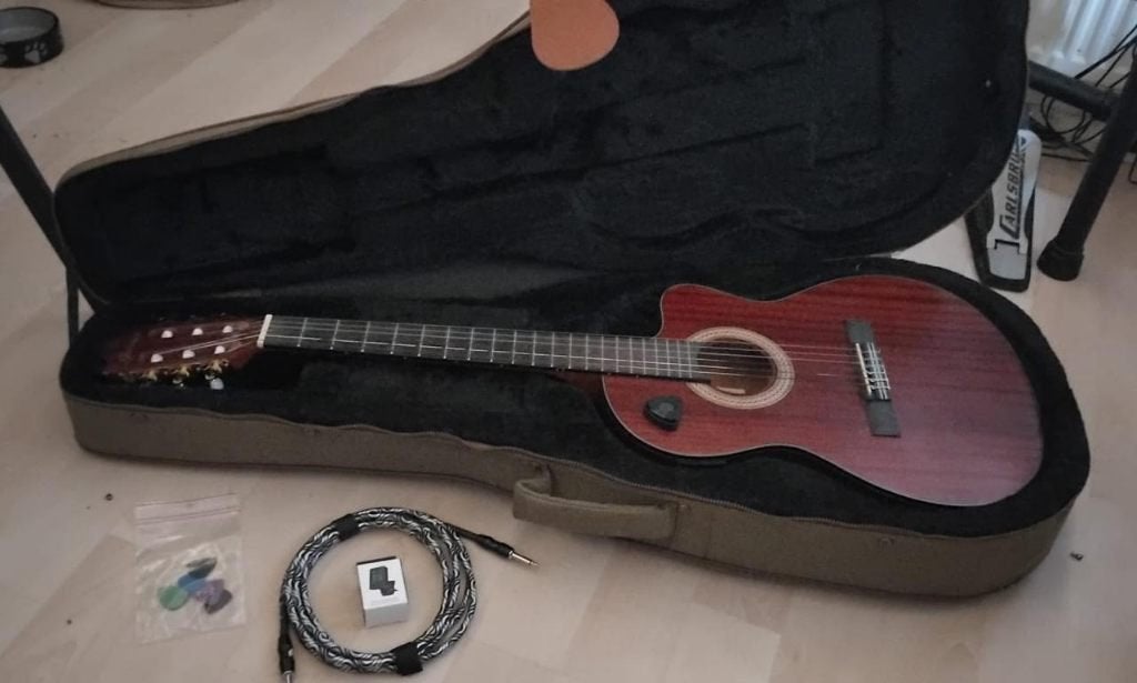 Klassieke semi-akoestische gitaar incl koffer, Ophalen, Gebruikt, Klassieke of Spaanse gitaar, Met koffer