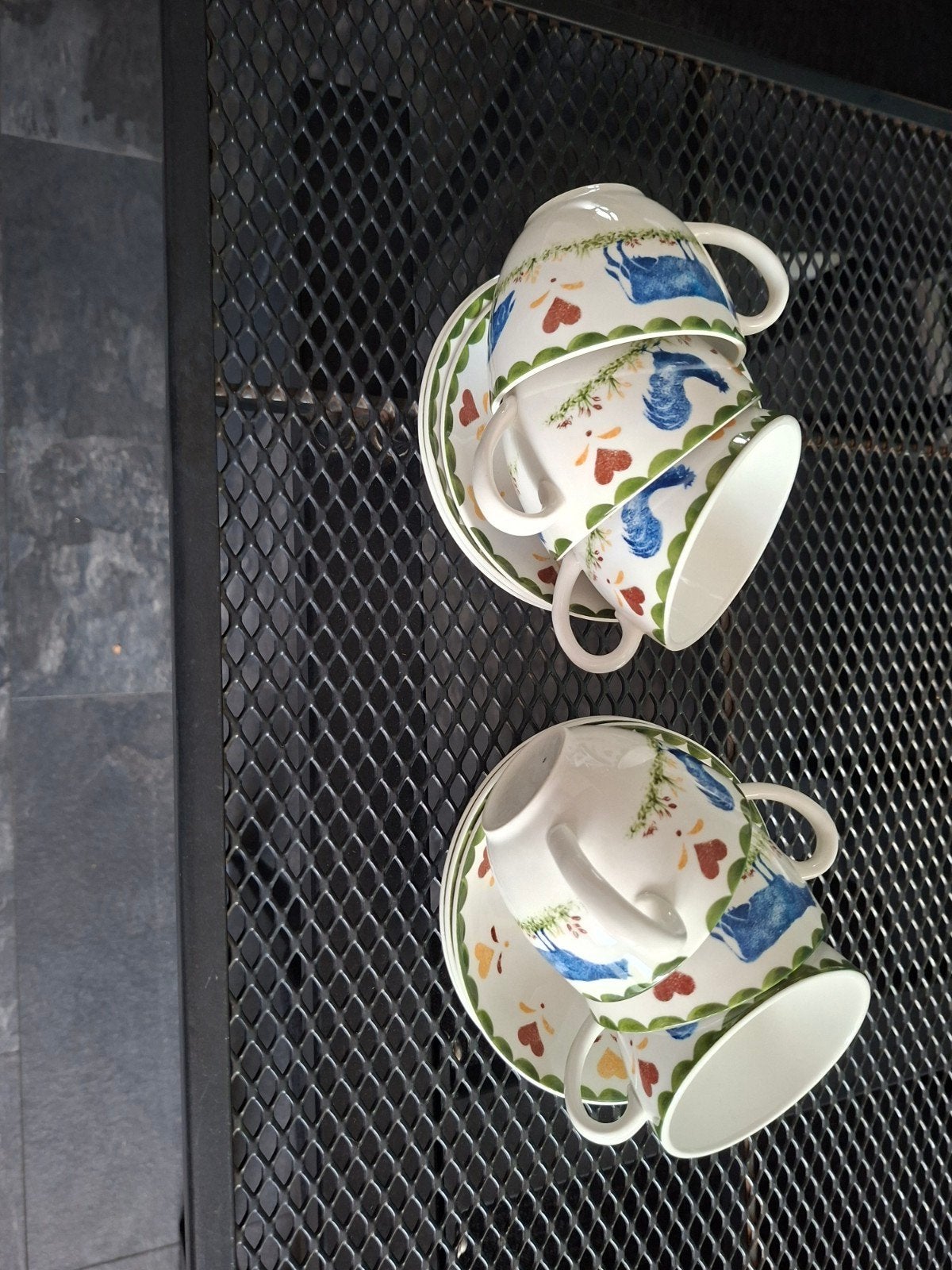 Set van 6 Vintage Kop en Schotels, Wood en Sons Jack Farms, Keramiek, Vintage, Ophalen of Verzenden, Zo goed als nieuw
