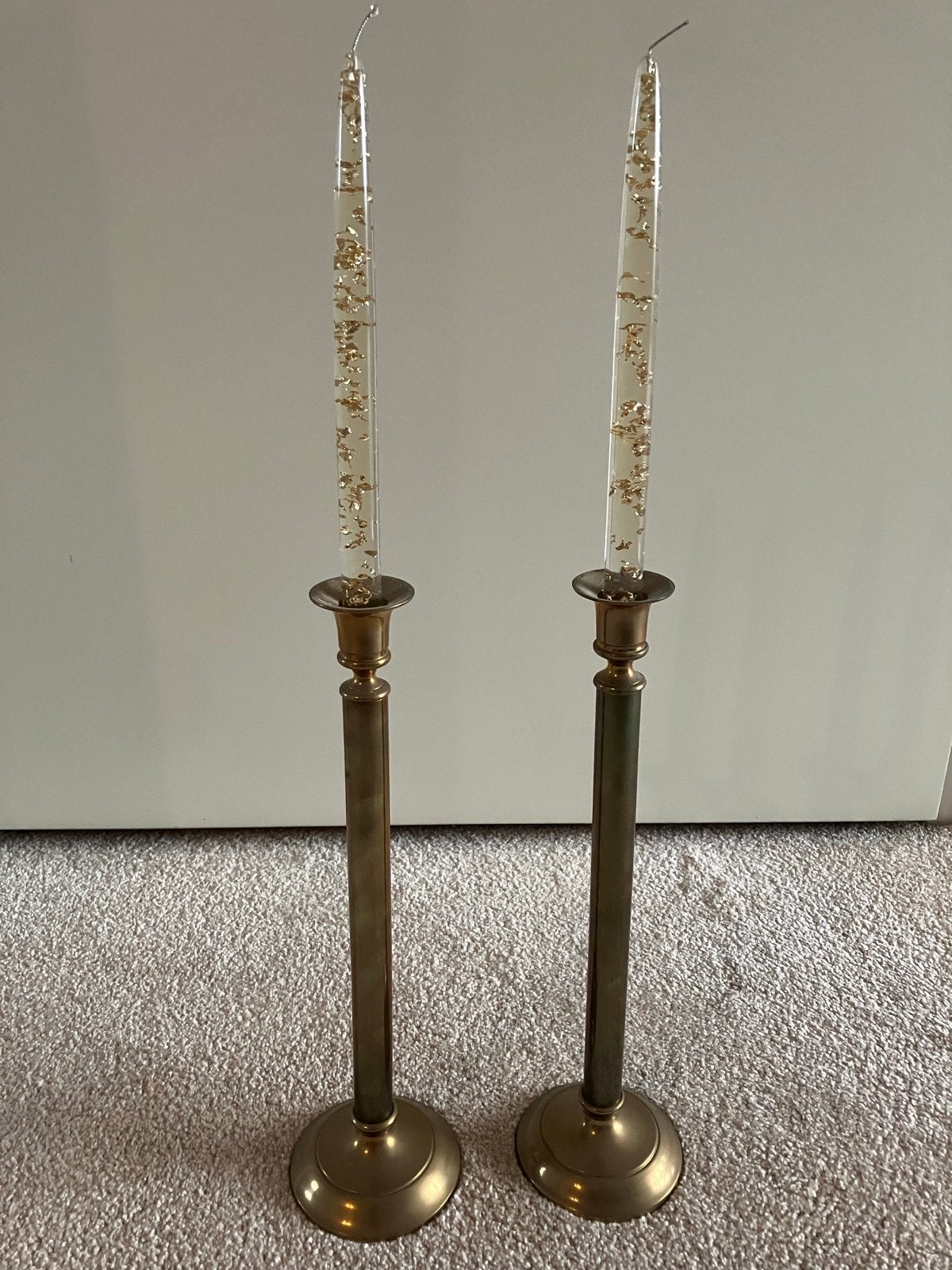 2 mooie koperen kandelaars - 35 cm hoog, Ophalen of Verzenden, Koper of Brons