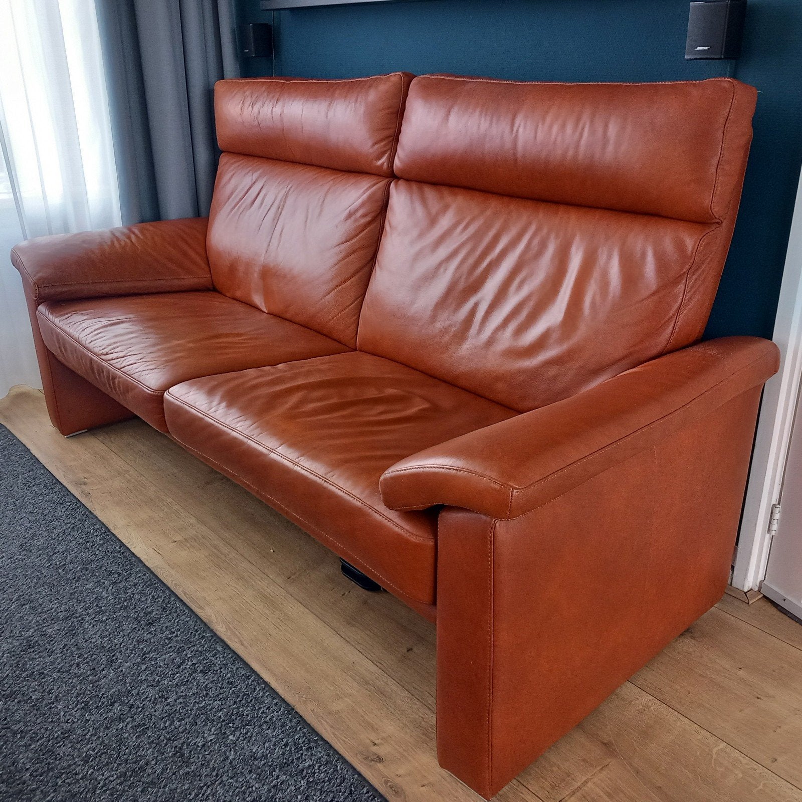 W.Schillig Leren bank 2,5 zits, Ophalen, Gebruikt, Tweepersoons, 75 tot 100 cm