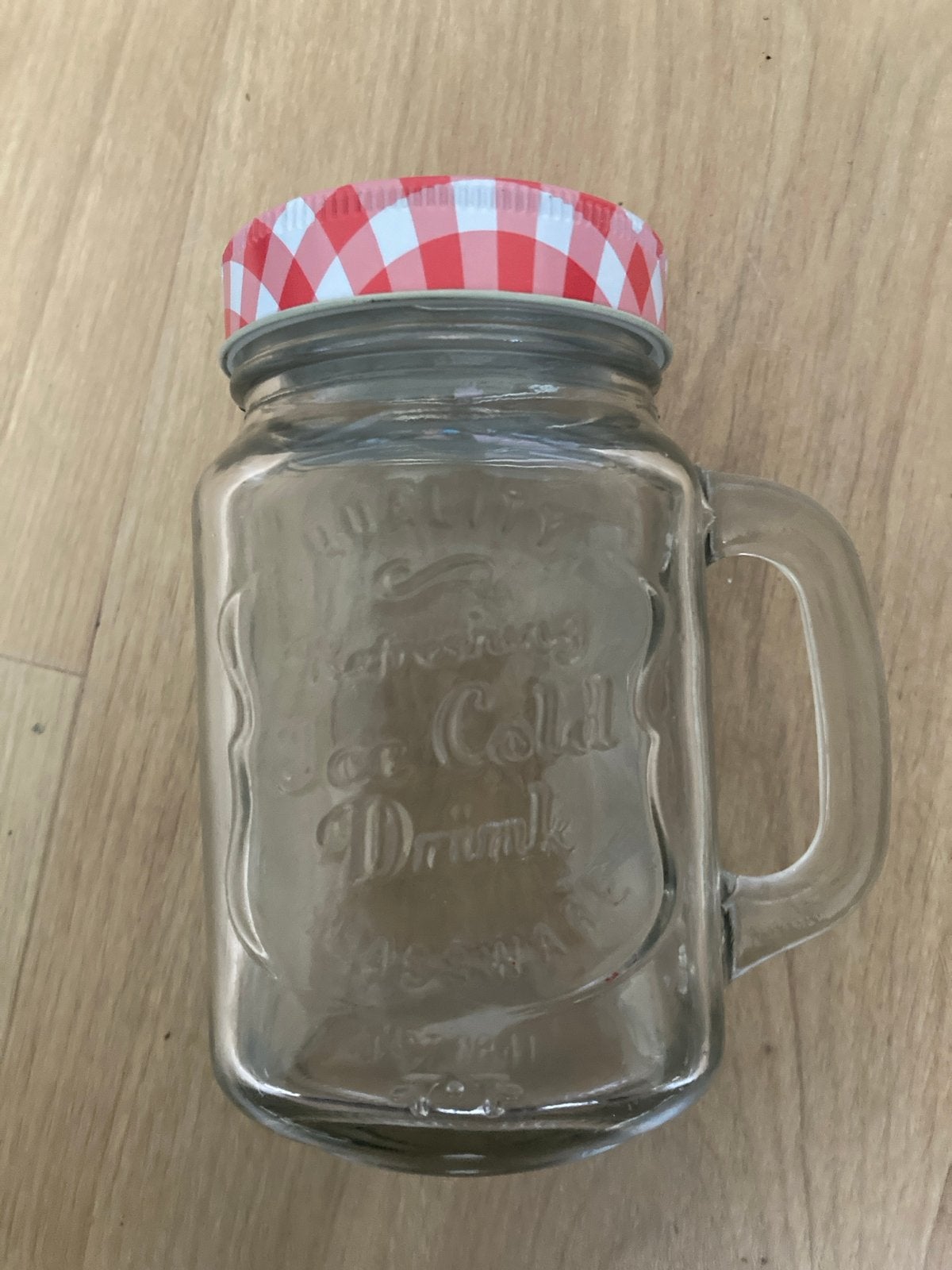 Set van 4 glazen bekers met handvat en deksel, Ophalen of Verzenden, Meerkleurig, Glas, Overige typen