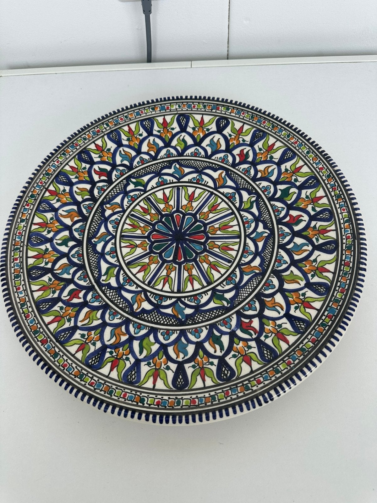 Schaal tunesië handbeschilderd 36 cm nieuw, Overige materialen, Schaal, Rond, Nieuw