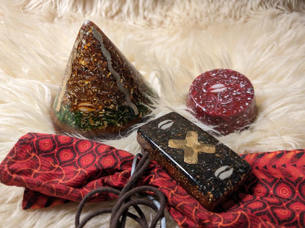Muti Abundance Orgonite - Cone + XL Pendant +Towerbuster Set, Ophalen of Verzenden