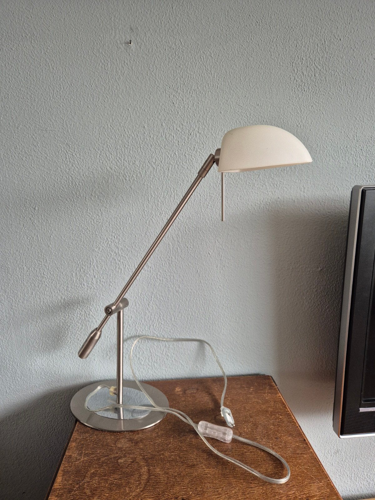 Rvs halogeen bureaulamp, Ophalen of Verzenden, Gebruikt, Metaal, Bureaulamp